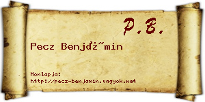 Pecz Benjámin névjegykártya